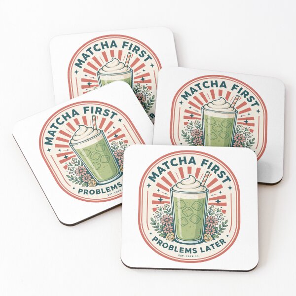 Item preview, Matcha First Problems Later – Funny Iced Matcha Latte Lover Retro Café Design designed and sold by ArcticFoxStudio.