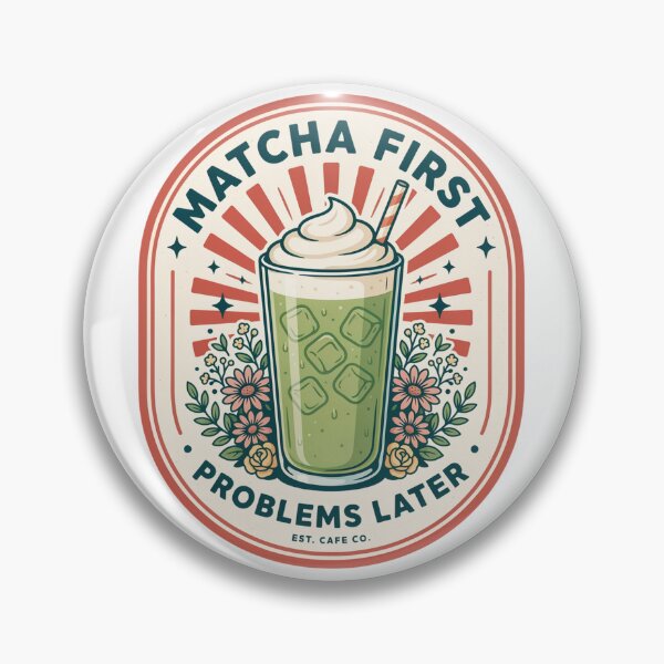 Item preview, Matcha First Problems Later – Funny Iced Matcha Latte Lover Retro Café Design designed and sold by ArcticFoxStudio.