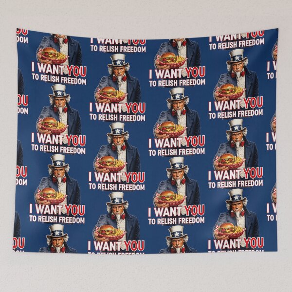 Item preview, Funny Patriotic Burger Lover Uncle Sam Americana Food Humor Fourth of July designed and sold by TheTrendsDesk.