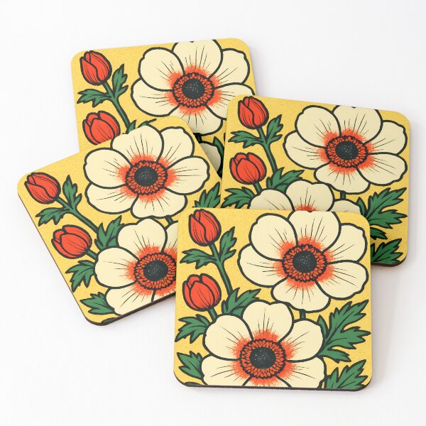 Item preview, Retro Pop Art Poster Illustration of Windflower (Anemone) Blossoms | Bold Floral Botanical Print with Soft Petal Motion & Vintage Garden Aesthetic | Nature-Inspired Wall Art Decor designed and sold by PaintedPixels01.