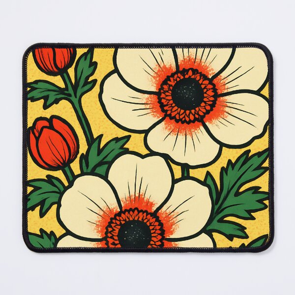 Item preview, Retro Pop Art Poster Illustration of Windflower (Anemone) Blossoms | Bold Floral Botanical Print with Soft Petal Motion & Vintage Garden Aesthetic | Nature-Inspired Wall Art Decor designed and sold by PaintedPixels01.