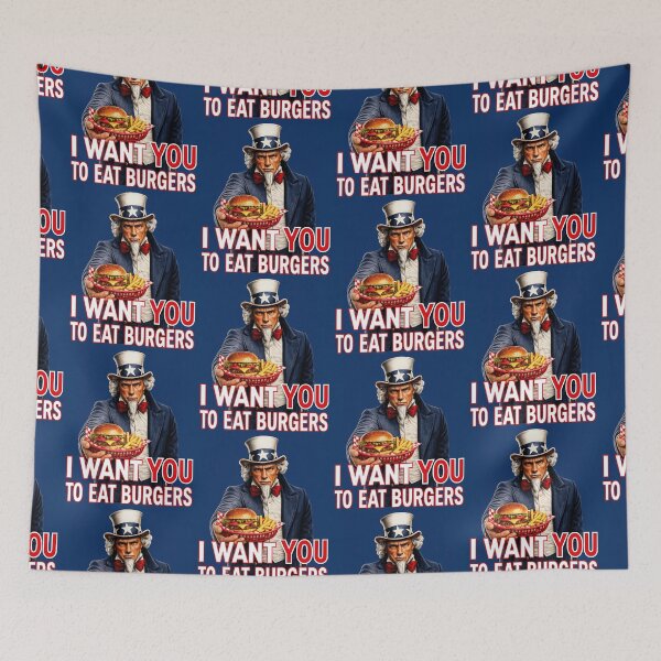 Item preview, Funny Burger Lover Uncle Sam Patriotic Food Humor Americana designed and sold by TheTrendsDesk.