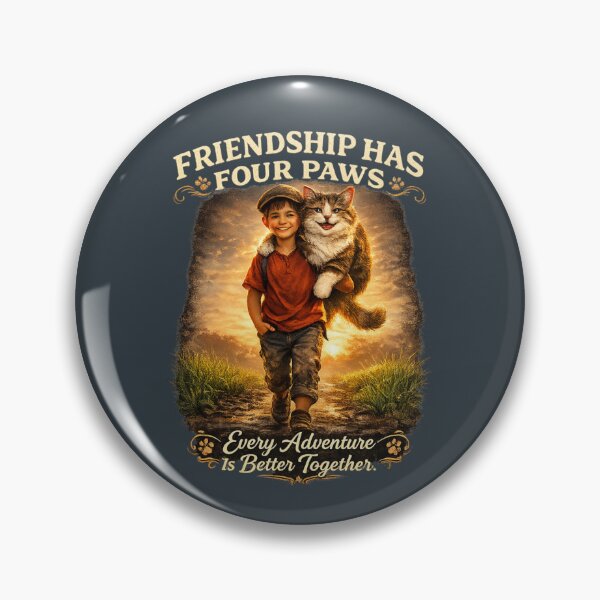 Item preview, Friendship Has Four Paws – Vintage Giant Cat and Village Boy Sunrise Adventure Graphic T-Shirt designed and sold by HOUSE OF TIST.