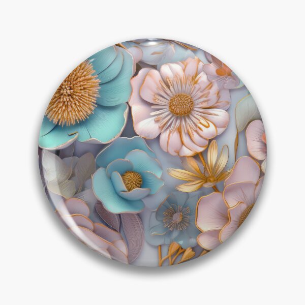 Item preview, 3-D Floral Pattern In Pastel Pink And Soft Aqua designed and sold by DEC02.
