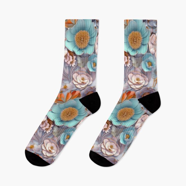 Item preview, 3-D Floral Pattern In Pastel Pink And Soft Aqua designed and sold by DEC02.
