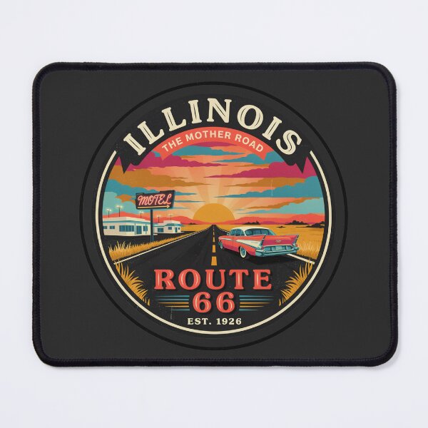 Item preview, Illinois Route 66 Vintage Sunset – The Mother Road Classic Car Retro Travel Design designed and sold by ArcticFoxStudio.