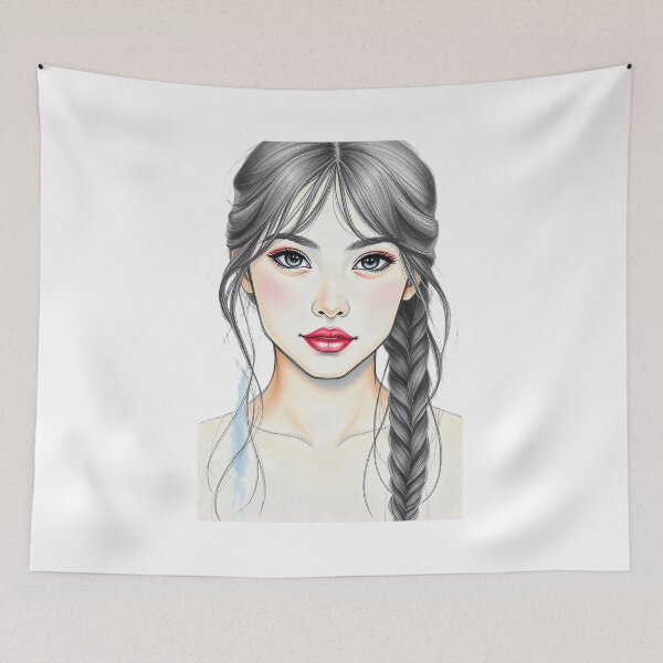 Item preview, Beautiful Girl Pencil Sketch & Watercolor Portrait designed and sold by Mido-artister.