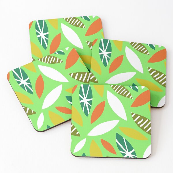 Item preview, Mid-Century Modern Tropical Leaves On Lime Hues Background designed and sold by DEC02.