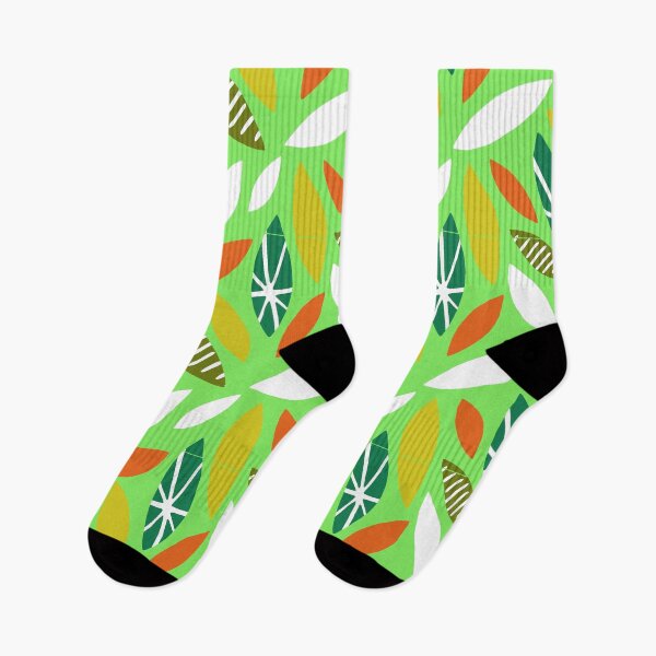 Item preview, Mid-Century Modern Tropical Leaves On Lime Hues Background designed and sold by DEC02.