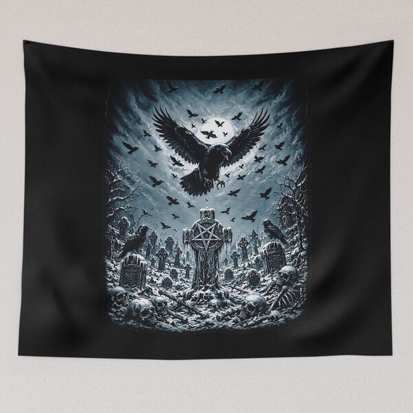 Item preview, Ravens Over Winter Graves Black Metal Cemetery Artwork designed and sold by DeimosArtIntl.