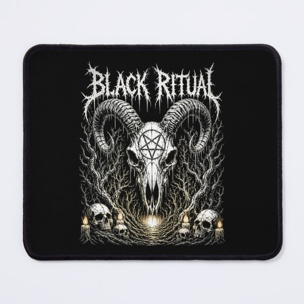 Item preview, Black Ritual Goat Skull Occult Forest Metal Shirt designed and sold by DeimosArtIntl.