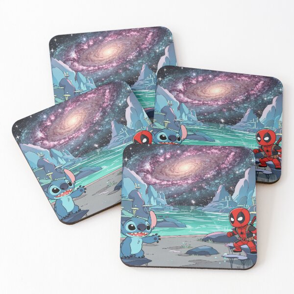Item preview, Stitch and Deadpool in the galaxy designed and sold by LeagueHeavenGG.