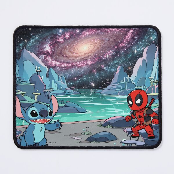 Item preview, Stitch and Deadpool in the galaxy designed and sold by LeagueHeavenGG.