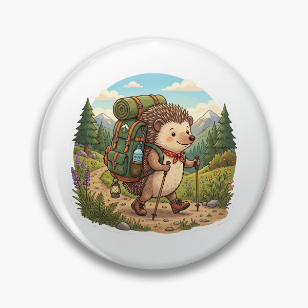 Item preview, Cute Kawaii Hiking Hedgehog Forest Illustration designed and sold by ajamzbox.