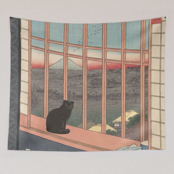 Item preview, Black Scottish Fold Watching Mount Fuji designed and sold by CJChronicles.