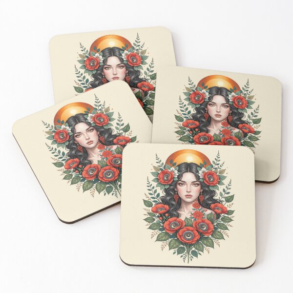 Item preview, Mystical Poppy Goddess Surreal Eye Floral designed and sold by HexOne.