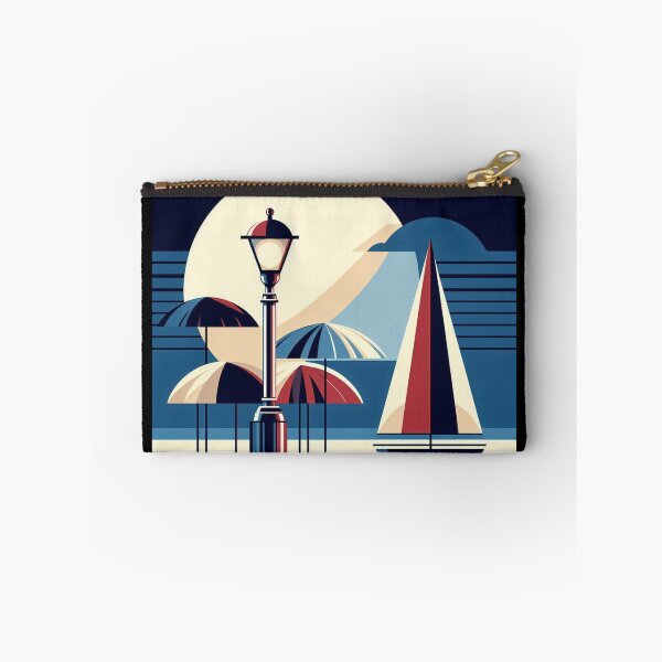 Item preview, Vintage Art Deco Sailboat Night Illustration designed and sold by AlxVel.