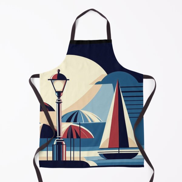 Item preview, Vintage Art Deco Sailboat Night Illustration designed and sold by AlxVel.