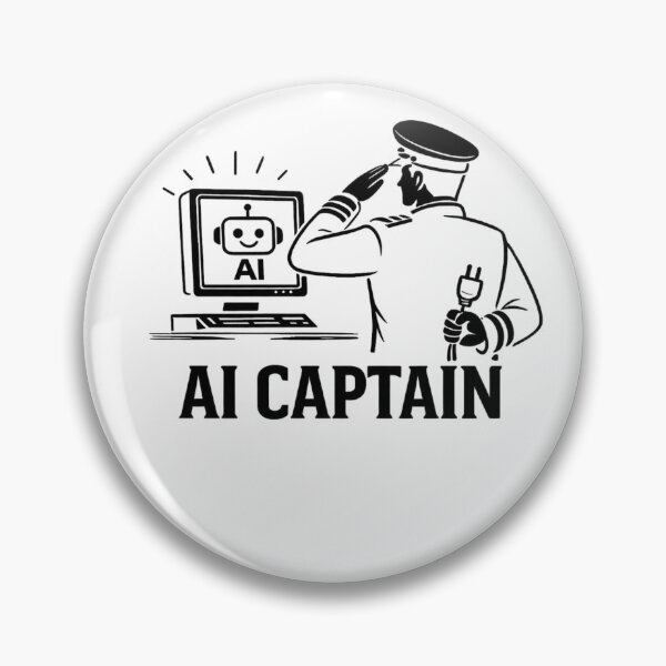 Item preview, AI Captain – Retro Tech Humor Design designed and sold by Insidezn.