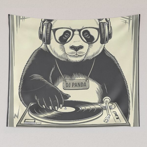 Item preview, DJ Panda – Retro Vinyl Vibes  - International Music Day designed and sold by Art-Arcade6.