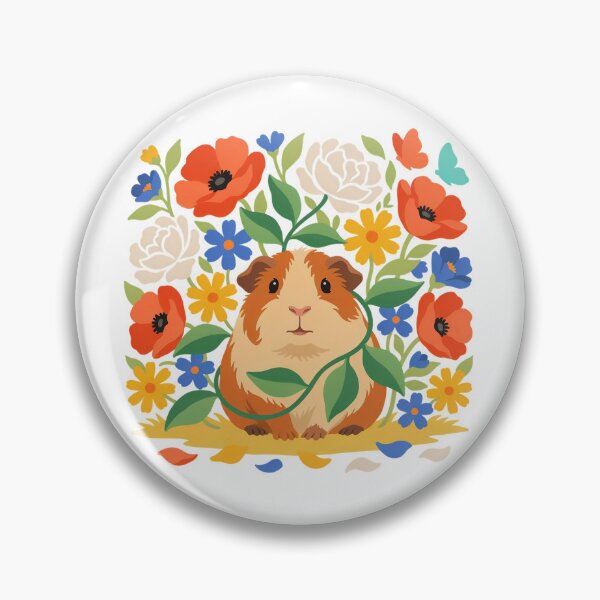 Item preview, Charming Guinea Pig in a Poppy and Flower Garden - Matisse Style Art Print designed and sold by Snifferius.