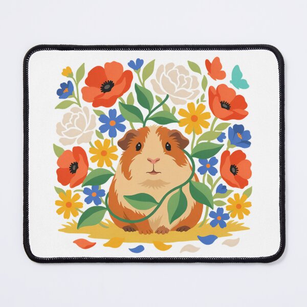 Item preview, Charming Guinea Pig in a Poppy and Flower Garden - Matisse Style Art Print designed and sold by Snifferius.