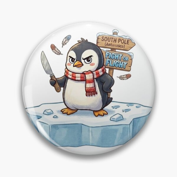 Item preview, Funny Penguin Fight or Flight Meme Cute Angry Animal Illustration designed and sold by MerchlyMike.