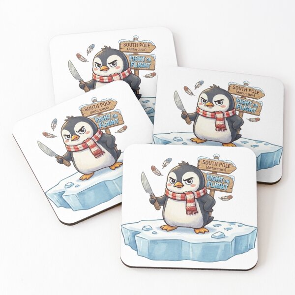 Item preview, Funny Penguin Fight or Flight Meme Cute Angry Animal Illustration designed and sold by MerchlyMike.