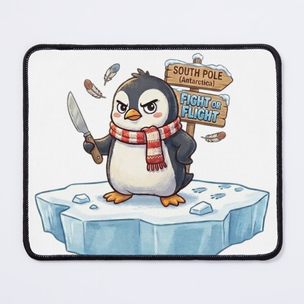 Item preview, Funny Penguin Fight or Flight Meme Cute Angry Animal Illustration designed and sold by MerchlyMike.