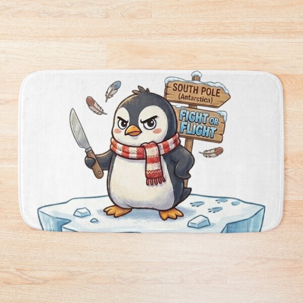 Item preview, Funny Penguin Fight or Flight Meme Cute Angry Animal Illustration designed and sold by MerchlyMike.