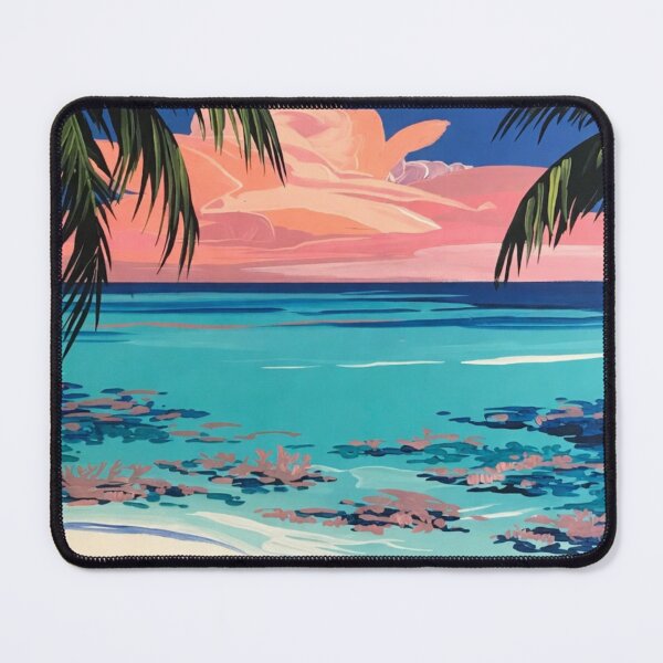 Item preview, Tropical Palm Tree Beach Sunset Painting designed and sold by Nexus Space.