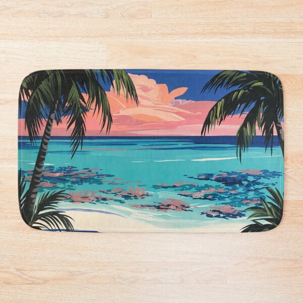 Item preview, Tropical Palm Tree Beach Sunset Painting designed and sold by Nexus Space.