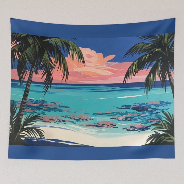 Item preview, Tropical Palm Tree Beach Sunset Painting designed and sold by Nexus Space.