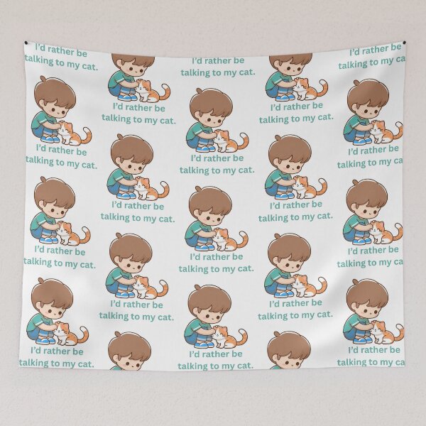 Item preview, I'd rather be talking to my cat  designed and sold by Nene Bird Designs.
