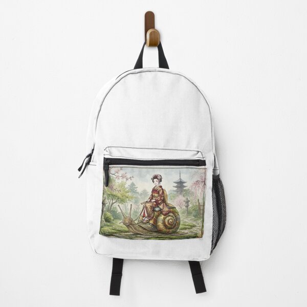 Item preview, Maiko Riding a Snail - Surreal Japanese Ukiyo-e Style Art designed and sold by Fujinoyu.