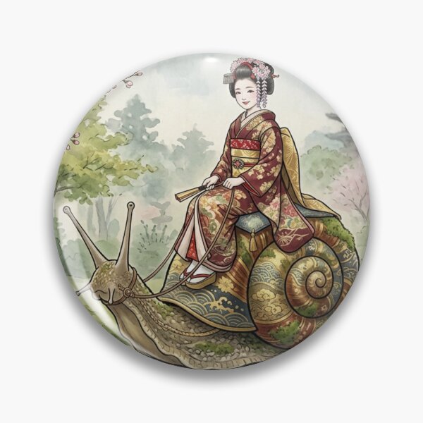 Item preview, Maiko Riding a Snail - Surreal Japanese Ukiyo-e Style Art designed and sold by Fujinoyu.