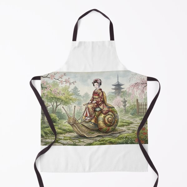 Item preview, Maiko Riding a Snail - Surreal Japanese Ukiyo-e Style Art designed and sold by Fujinoyu.