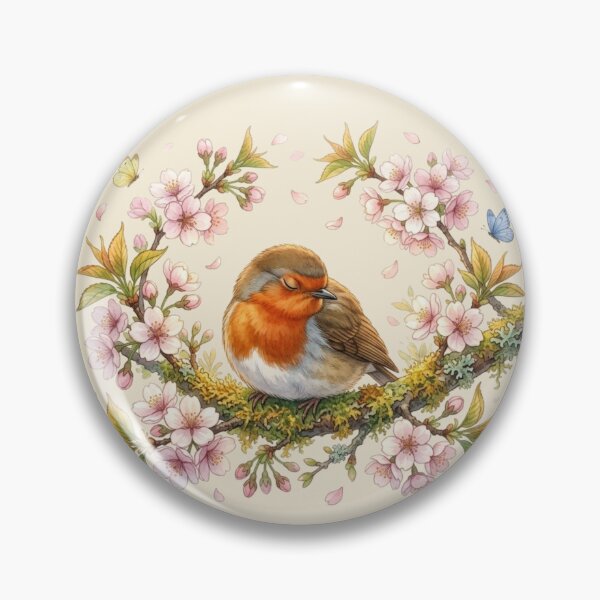 Item preview, Sleeping Robin Cherry Blossom Cottagecore Spring Art designed and sold by CalmCapy Co.