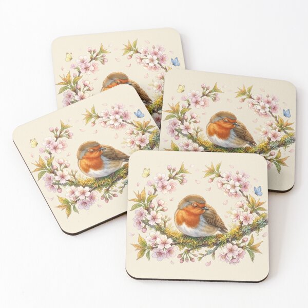 Item preview, Sleeping Robin Cherry Blossom Cottagecore Spring Art designed and sold by CalmCapy Co.