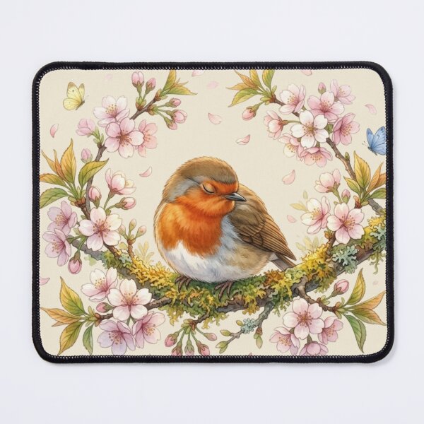 Item preview, Sleeping Robin Cherry Blossom Cottagecore Spring Art designed and sold by CalmCapy Co.