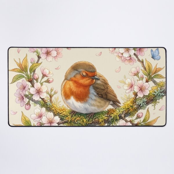 Item preview, Sleeping Robin Cherry Blossom Cottagecore Spring Art designed and sold by CalmCapy Co.