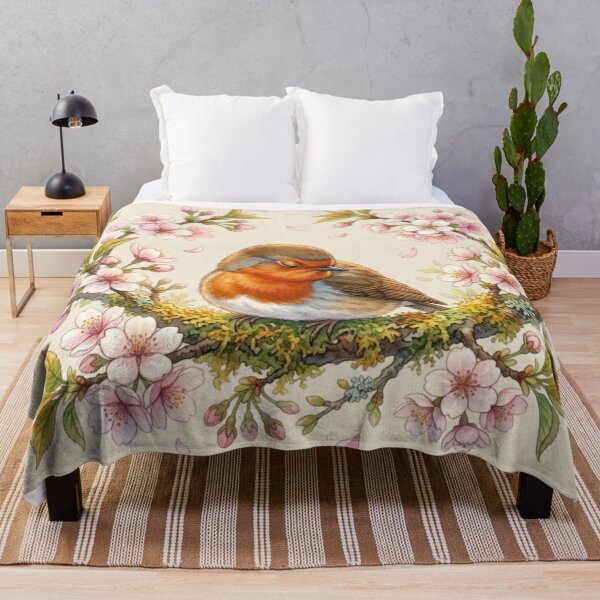 Item preview, Sleeping Robin Cherry Blossom Cottagecore Spring Art designed and sold by CalmCapy Co.