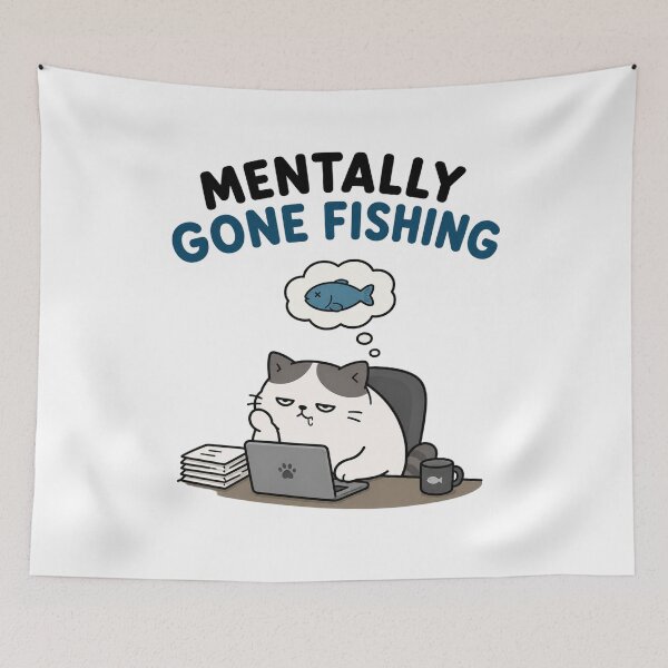 Item preview, Mentally gone Fishing.. cat designed and sold by vecart34.