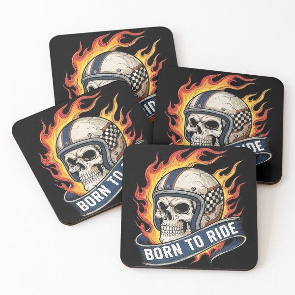Item preview, Born to Ride Flaming Biker Skull designed and sold by nuel-art.
