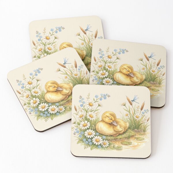 Item preview, Sleeping Duckling Daisy Pond Cottagecore Spring Art designed and sold by CalmCapy Co.