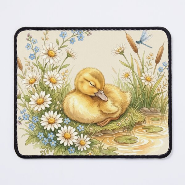 Item preview, Sleeping Duckling Daisy Pond Cottagecore Spring Art designed and sold by CalmCapy Co.