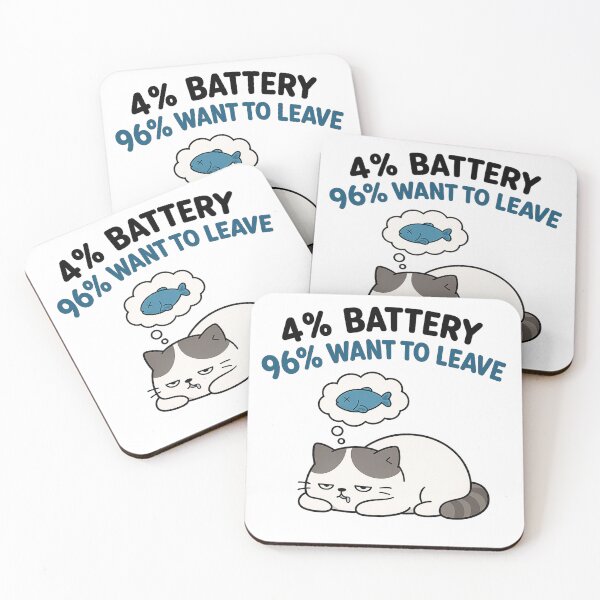 Item preview, 4% battery, 96% want to leave drooling cat. designed and sold by vecart34.