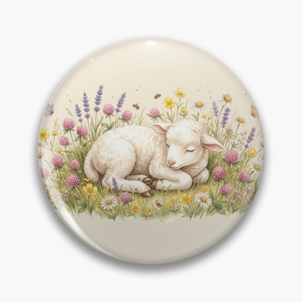 Item preview, Resting Lamb Wildflower Meadow Spring designed and sold by CalmCapy Co.