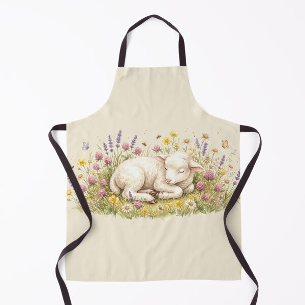 Item preview, Sleeping Lamb Wildflower Meadow Cottagecore Spring Art designed and sold by CalmCapy Co.