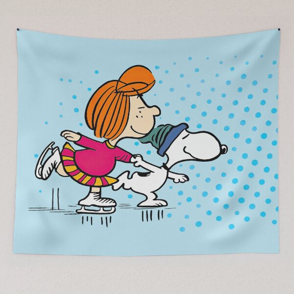 Item preview, Peppermint Patty and Snoopy Ice Skating Winter Snow Retro designed and sold by Schulz Lightprint Studio.
